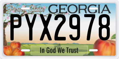 GA license plate PYX2978