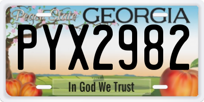 GA license plate PYX2982
