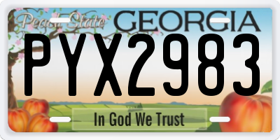 GA license plate PYX2983