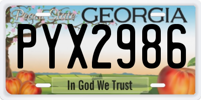 GA license plate PYX2986