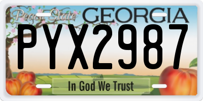 GA license plate PYX2987