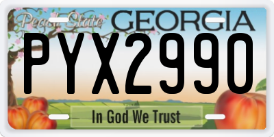 GA license plate PYX2990