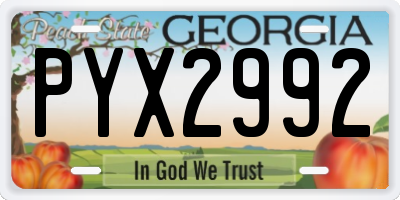 GA license plate PYX2992