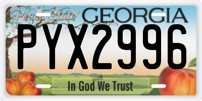 GA license plate PYX2996