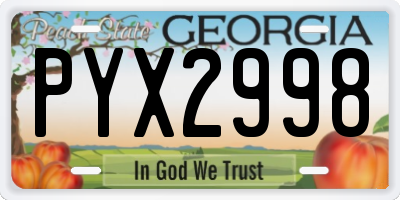 GA license plate PYX2998