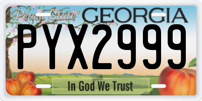 GA license plate PYX2999
