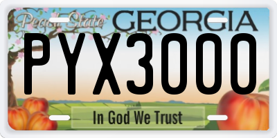 GA license plate PYX3000