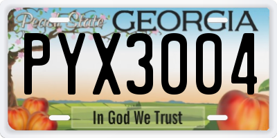 GA license plate PYX3004