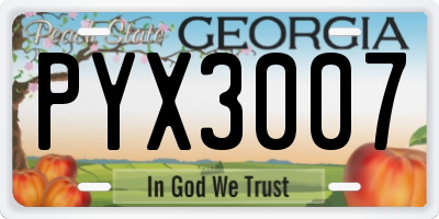 GA license plate PYX3007