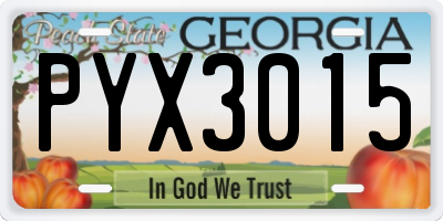 GA license plate PYX3015