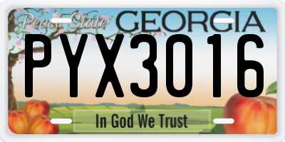 GA license plate PYX3016