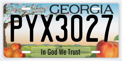 GA license plate PYX3027