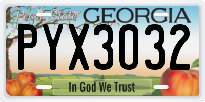 GA license plate PYX3032