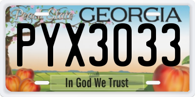 GA license plate PYX3033