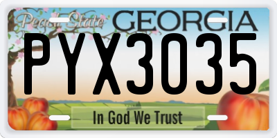 GA license plate PYX3035