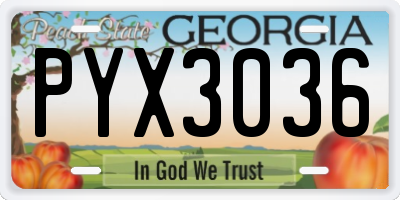 GA license plate PYX3036