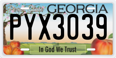 GA license plate PYX3039