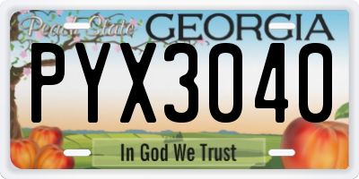 GA license plate PYX3040