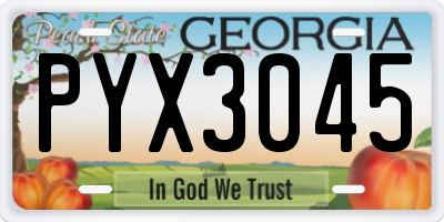 GA license plate PYX3045