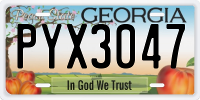 GA license plate PYX3047