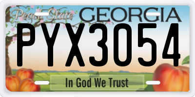 GA license plate PYX3054