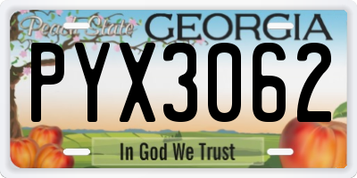 GA license plate PYX3062