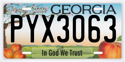 GA license plate PYX3063