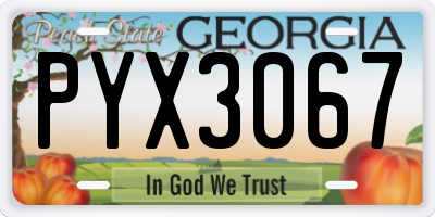 GA license plate PYX3067