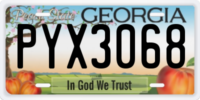 GA license plate PYX3068