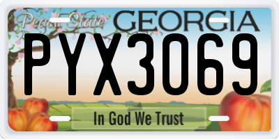 GA license plate PYX3069