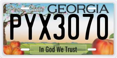 GA license plate PYX3070