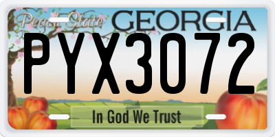 GA license plate PYX3072