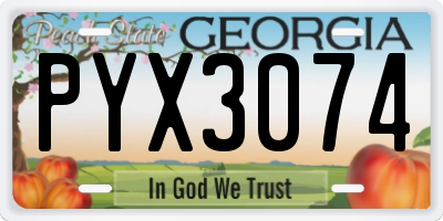 GA license plate PYX3074