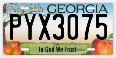 GA license plate PYX3075