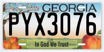 GA license plate PYX3076