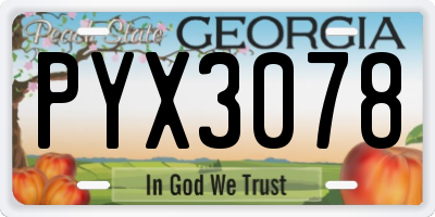 GA license plate PYX3078