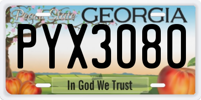 GA license plate PYX3080