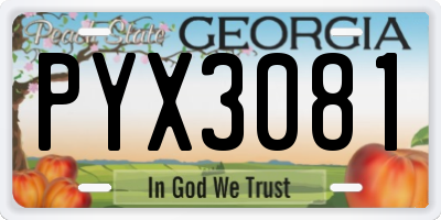 GA license plate PYX3081