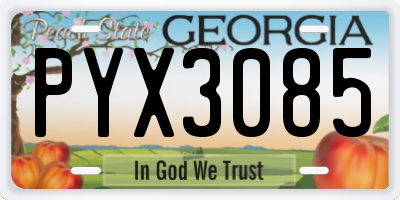 GA license plate PYX3085