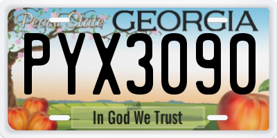 GA license plate PYX3090