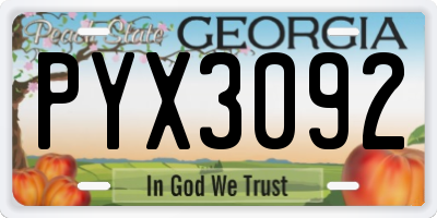 GA license plate PYX3092