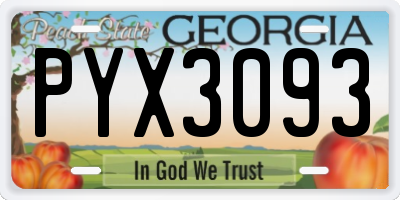 GA license plate PYX3093