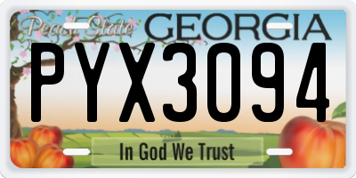 GA license plate PYX3094