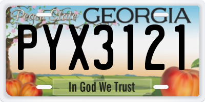 GA license plate PYX3121
