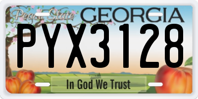 GA license plate PYX3128