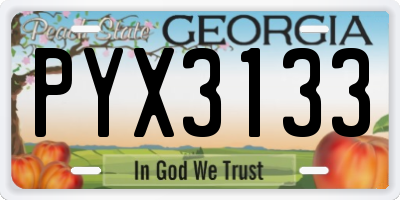 GA license plate PYX3133