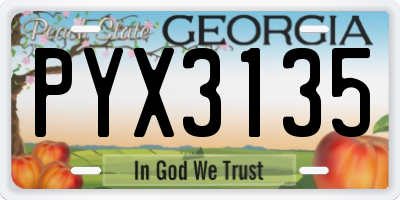 GA license plate PYX3135
