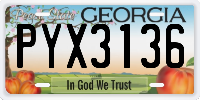 GA license plate PYX3136