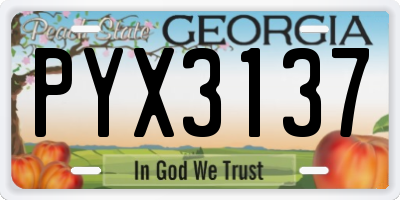 GA license plate PYX3137