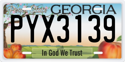 GA license plate PYX3139